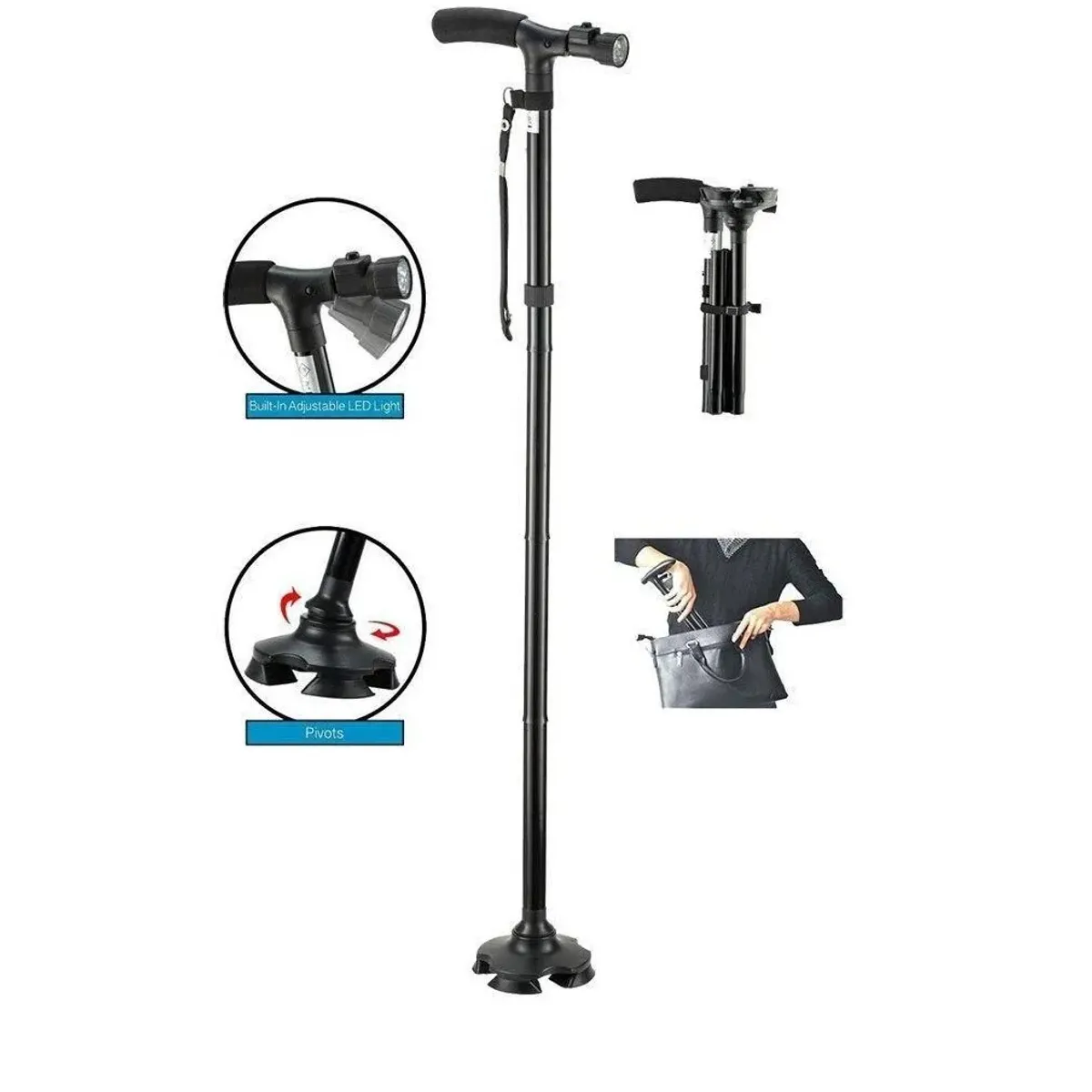 Bastón Ortopedico Luz Led Trusty